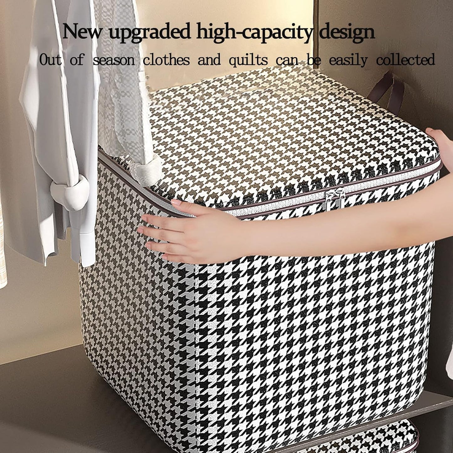 ChicGrid Houndstooth Storage Bin – Large-Capacity Household Organizer