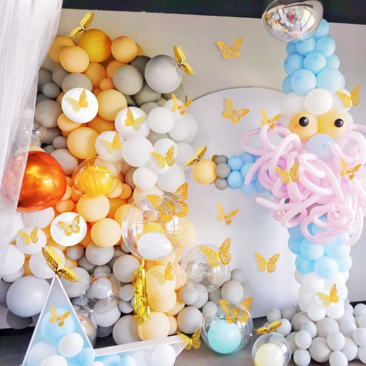 3D Gold Butterfly Wall Décor 48 Pcs 4 Styles 3 Sizes