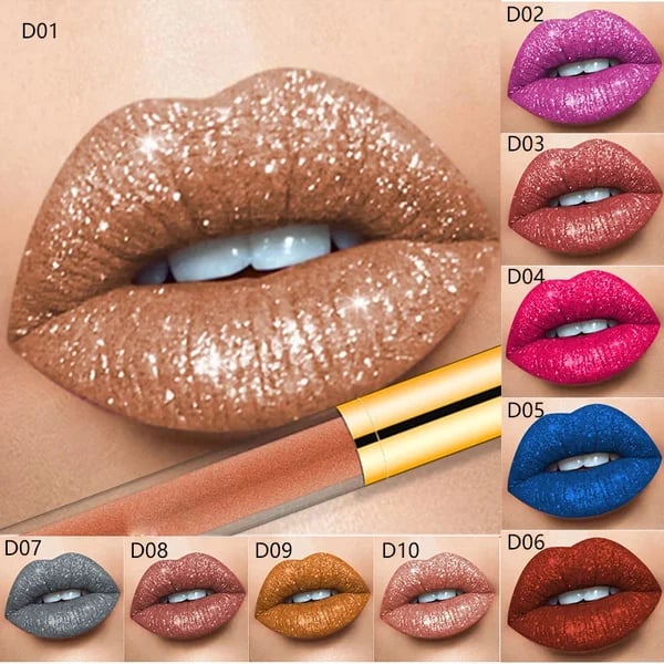 🔥 Shine Liquid Diamond Glitter Lipstick – Bold Metallic Sparkle