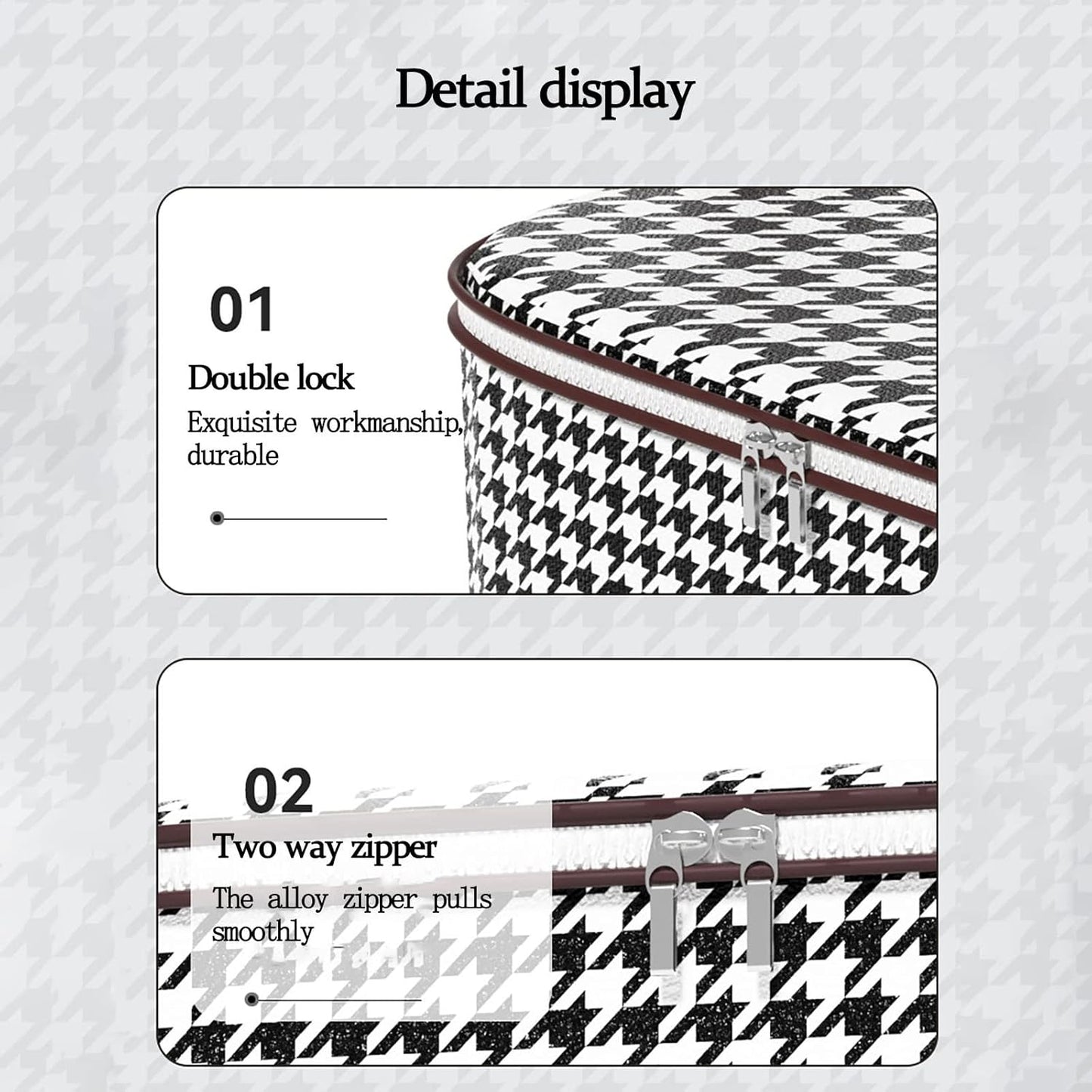 ChicGrid Houndstooth Storage Bin – Large-Capacity Household Organizer