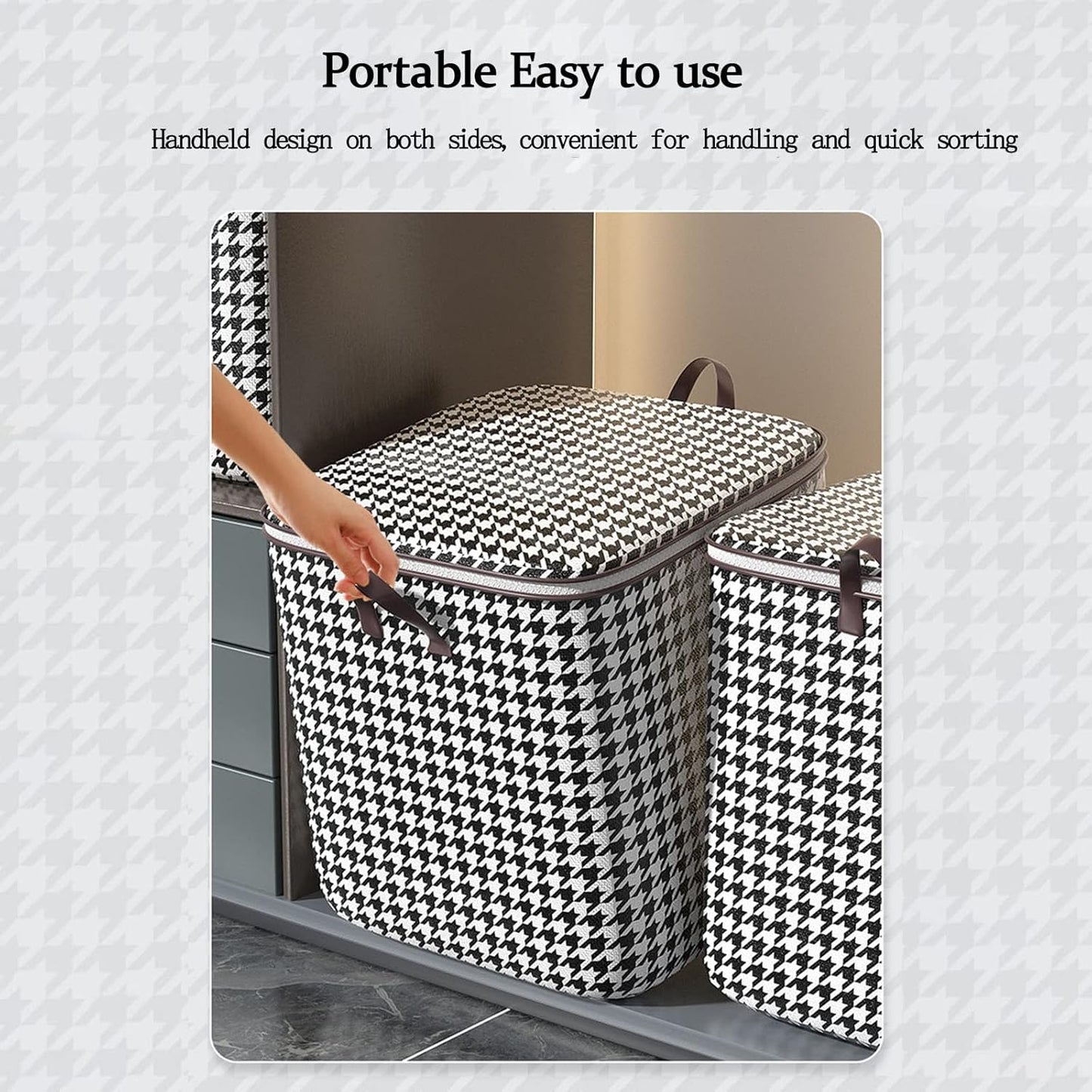 ChicGrid Houndstooth Storage Bin – Large-Capacity Household Organizer
