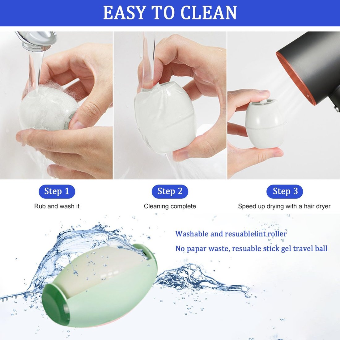 EcoClean Reusable Lint Removal Roller