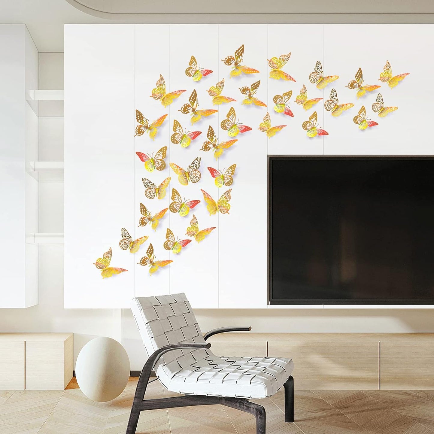 3D Gold Butterfly Wall Décor 48 Pcs 4 Styles 3 Sizes