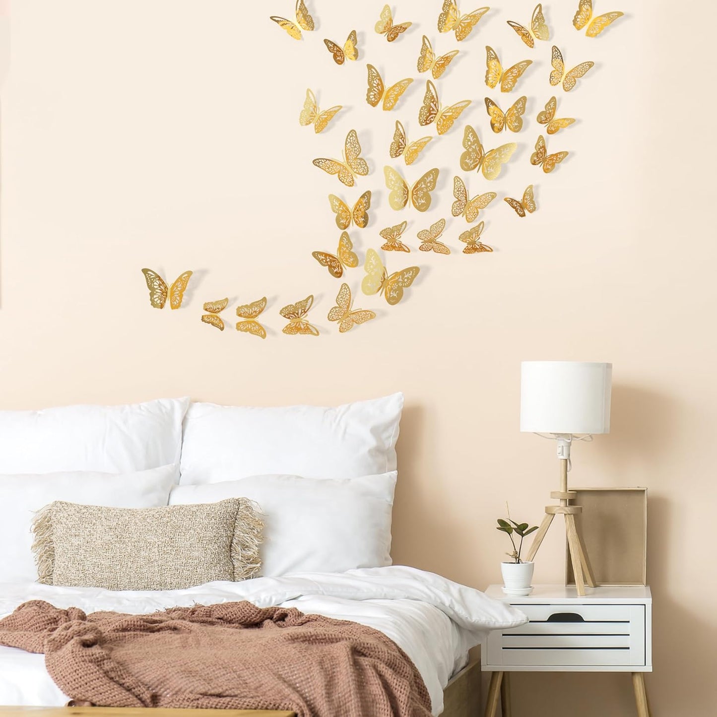 3D Gold Butterfly Wall Décor 48 Pcs 4 Styles 3 Sizes