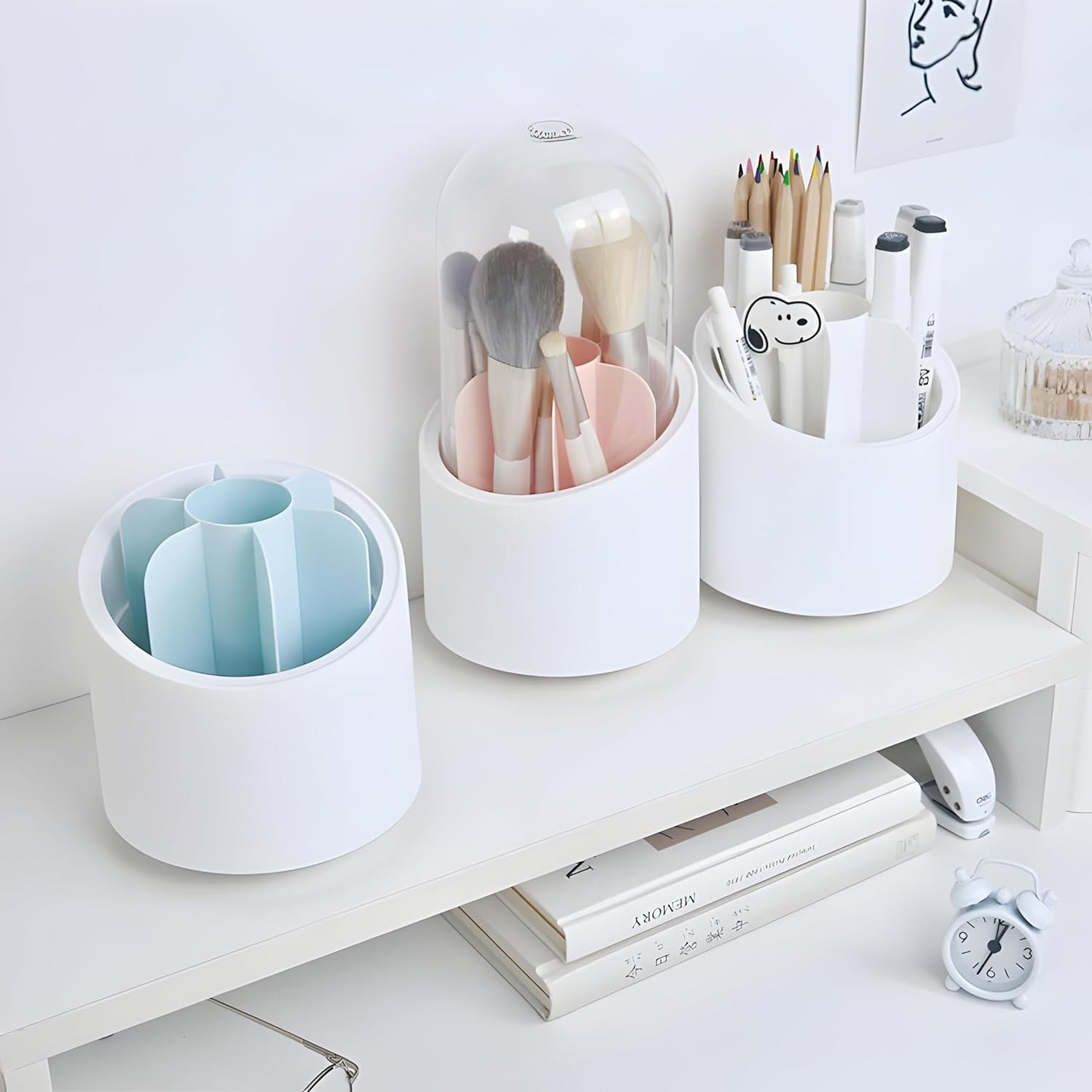 360° Rotating Cosmetic Brush Storage Box