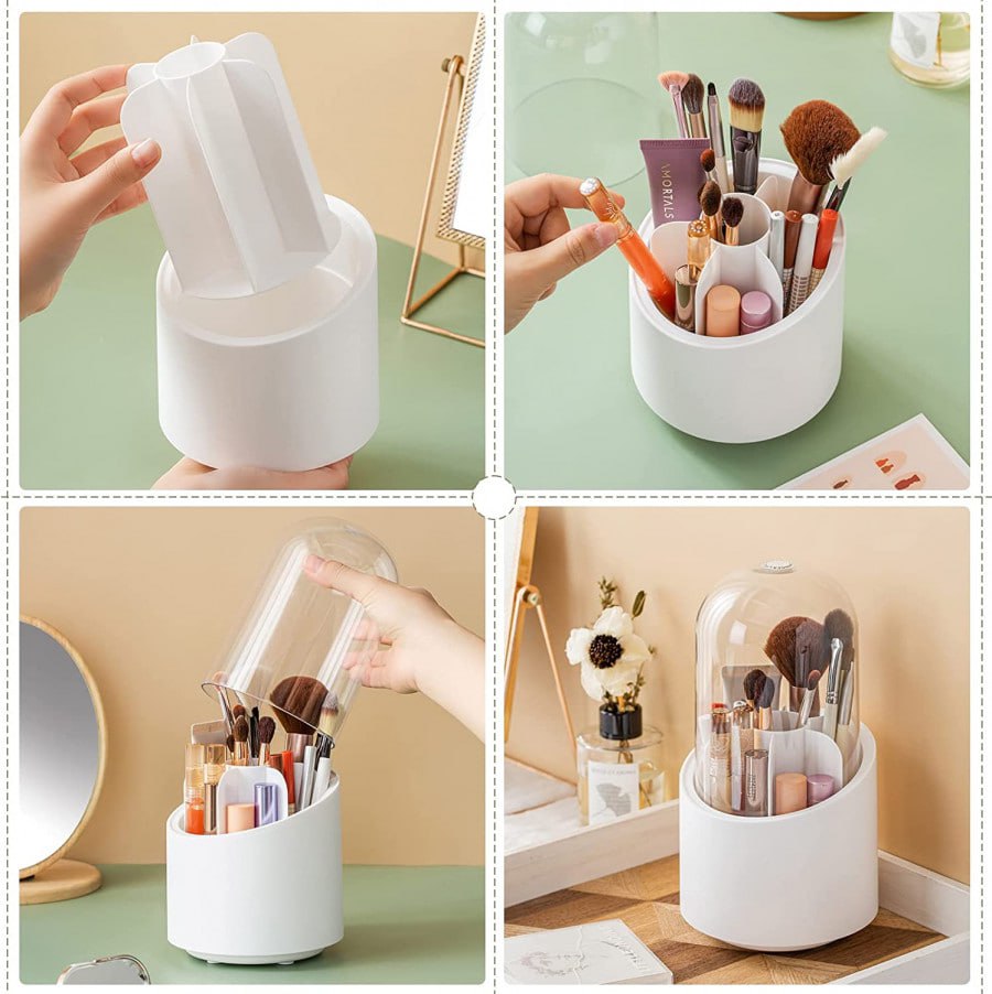 360° Rotating Cosmetic Brush Storage Box